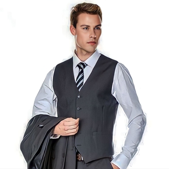 Men's Premium Grey Slim Fit 3 Piece Suit Size 36S x 30W - Picture 4 of 6